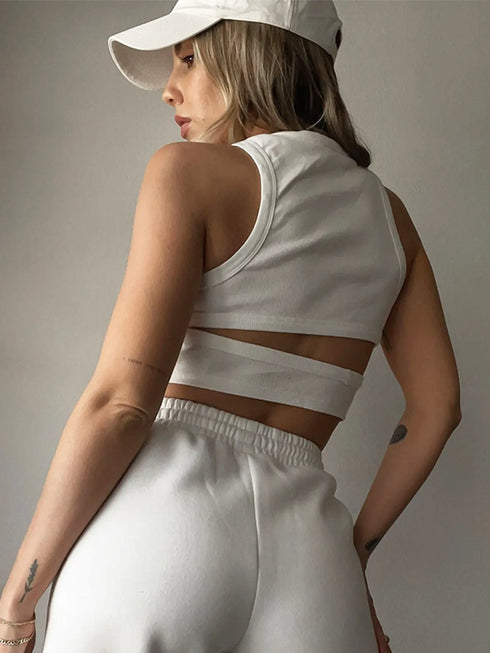 'Ulani' Cutout Round Neck Tank Top - Celes Fashion